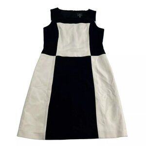 Adrianna Papell A-Line Dress Women’s 8 Black White Color Block Sleeveless Lined